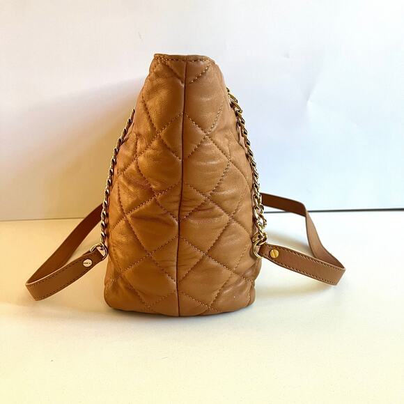 MICHAEL KORS Quilted Leather Tote, Acorn Brown with Gold Accents - Picture 7 of 10